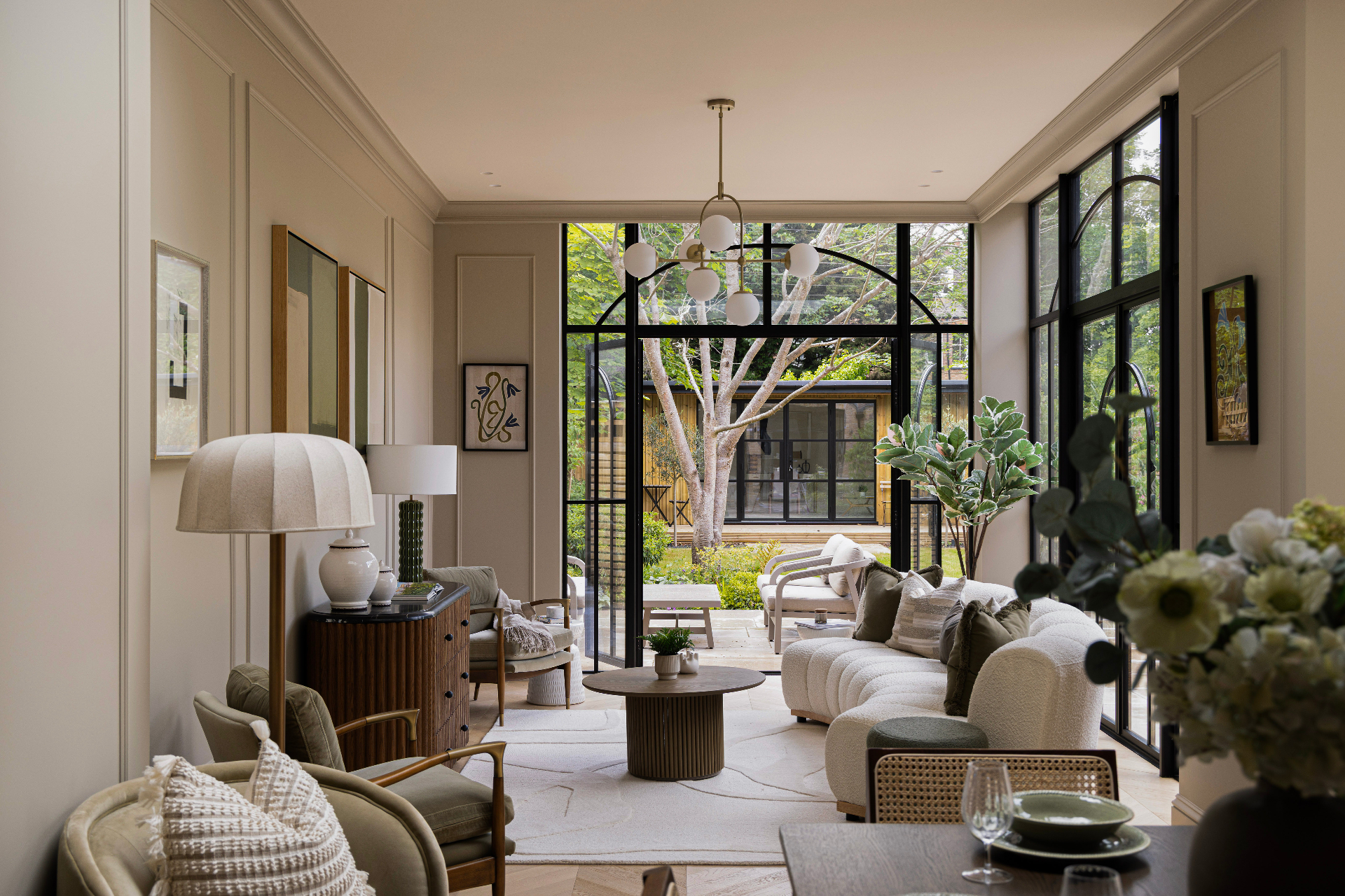A restored Novira Living townhouse in London at dusk